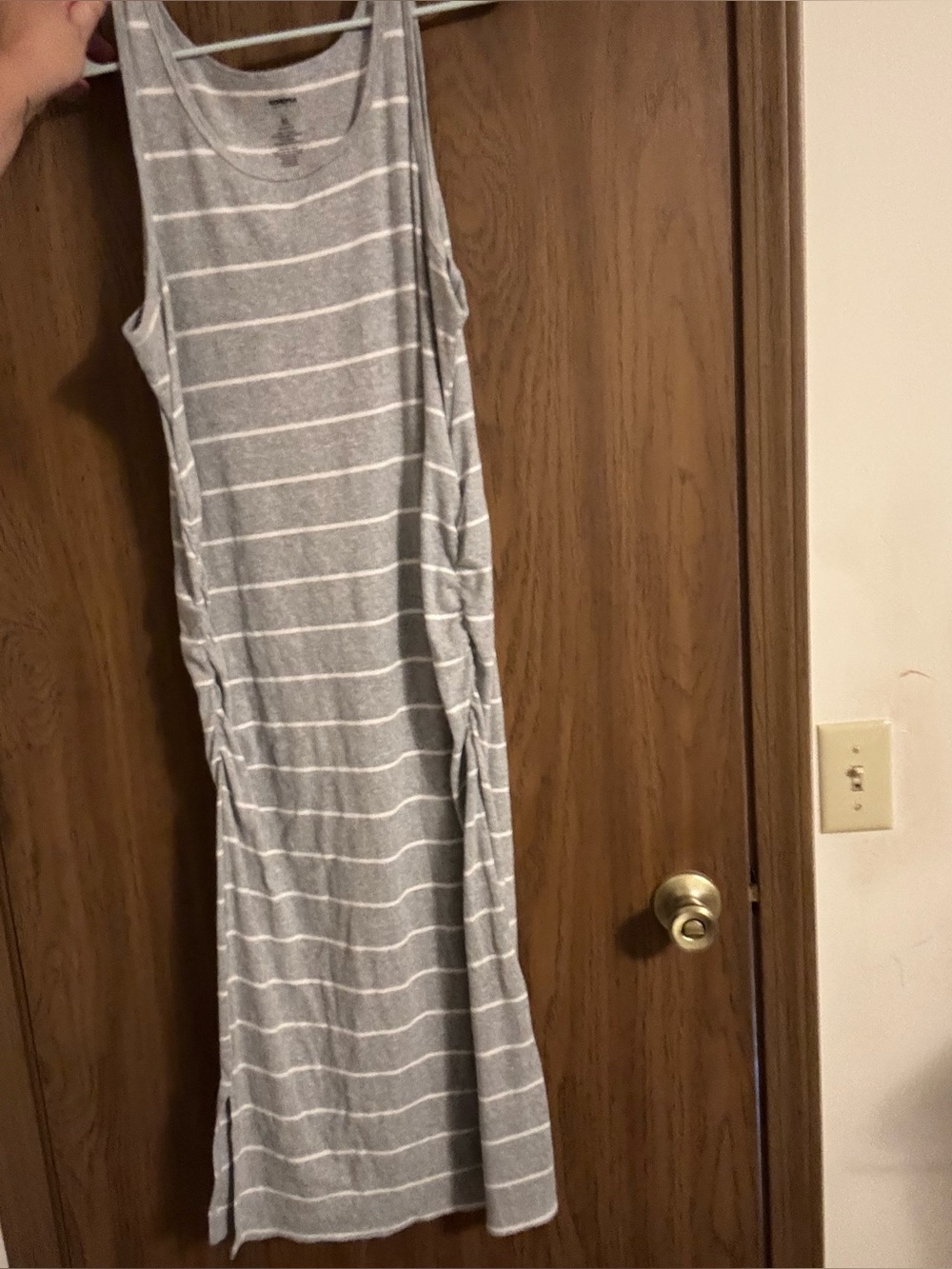Women’s Maternity Striped Grey Tank Dress